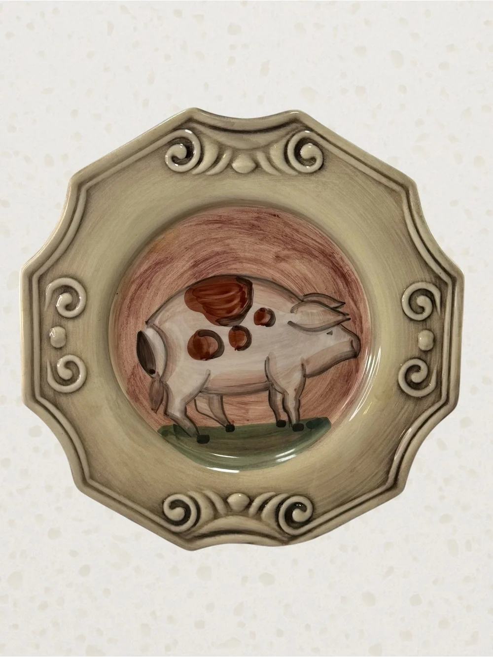 Marco e Cristina Pig Swine Wall Plate Farmhouse Farm Made In Italy Hand Painted